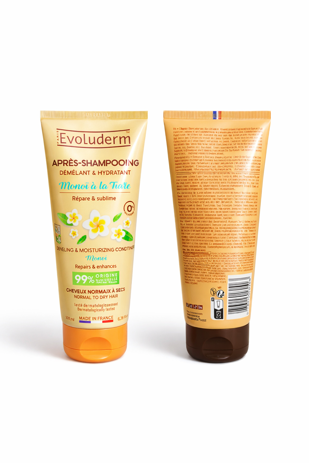 Après-Shampoing Hydratant Monoï à la Tiaré Evoluderm – Cheveux Normaux à Secs