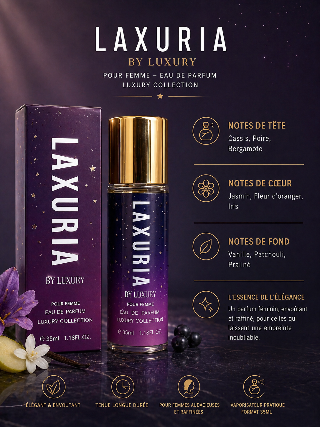 Laxuria by Luxury – Eau de Parfum Femme 35ml | Inspiré Black Opium
