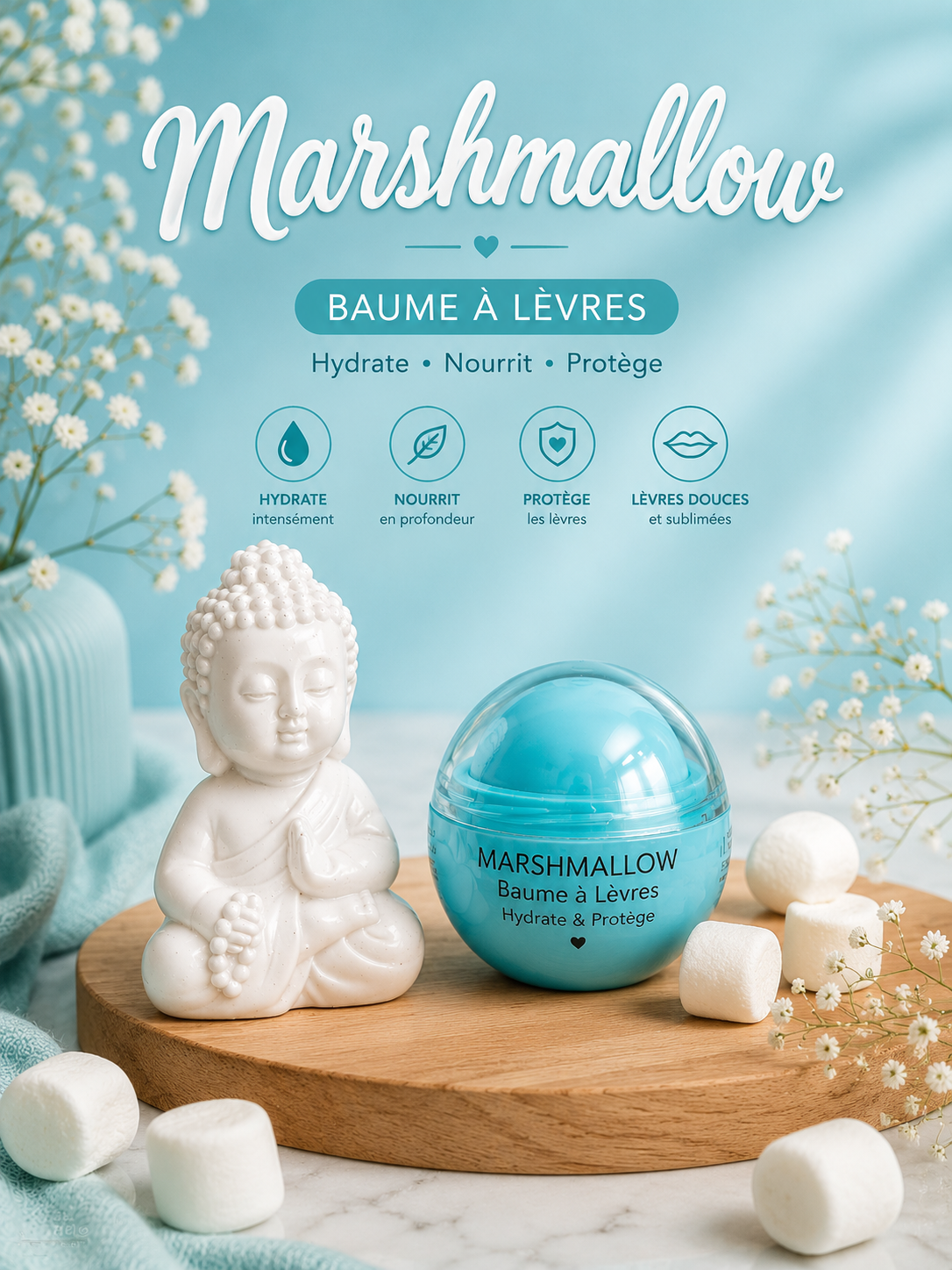 Baume à Lèvres Hydratant – Senteurs Marshmallow & Vanille – 2,00 €