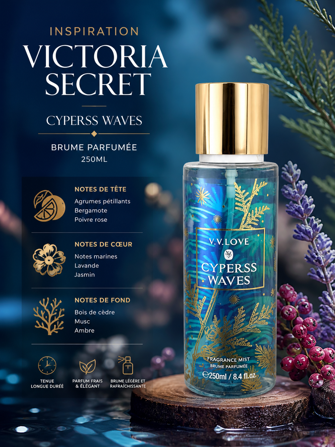 Brume Parfumée Femme V.V Love 250ml – Inspiration Victoria’s Secret | Parfum Floral, Fruité & Gourmand Longue Tenue