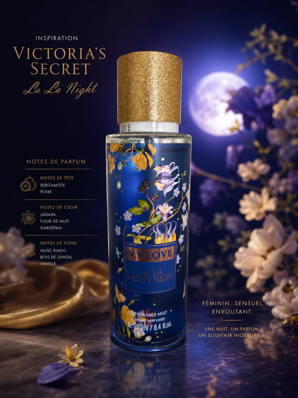 Brume Parfumée Femme V.V Love 250ml – Inspiration Victoria’s Secret | Parfum Floral, Fruité & Gourmand Longue Tenue