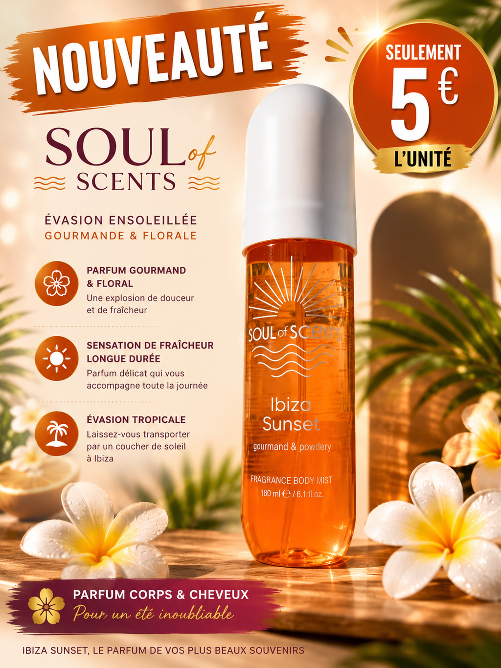 Brume Parfumée Corps & Cheveux Soul of Scents 180 ml – Amalfi Coast, Mykonos Night & Ibiza Sunset