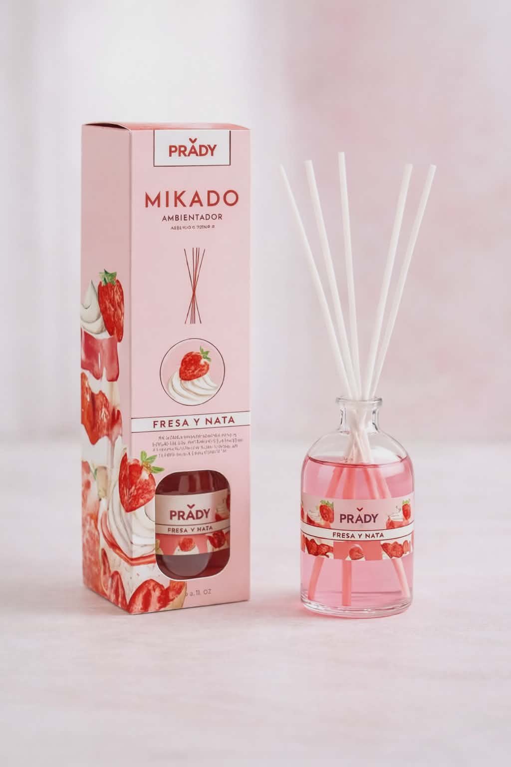 Diffuseur parfum maison Mikado fraise & crème – parfum d’intérieur longue durée