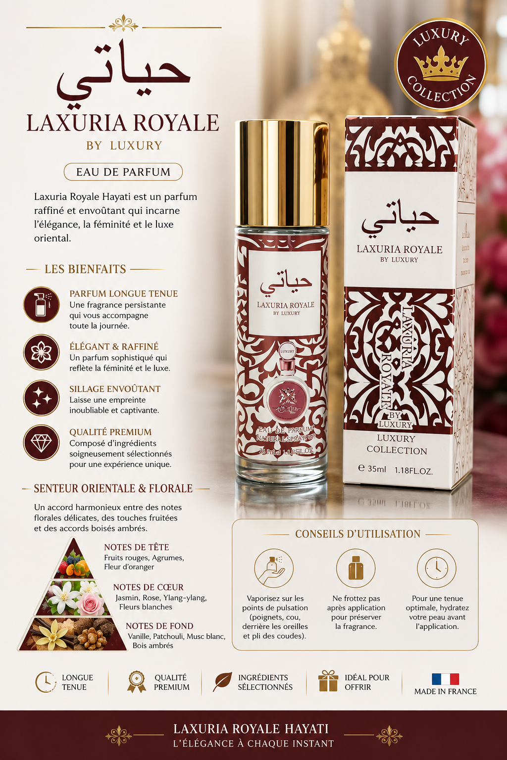 Laxuria Royale Hayati – Eau de Parfum Oriental & Floral 35ml