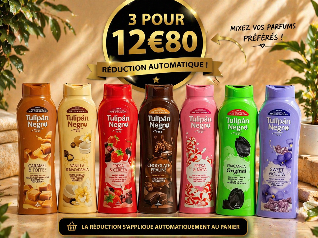 Gel douche parfumé Tulipan Negro 650ml – Senteurs gourmandes longue durée